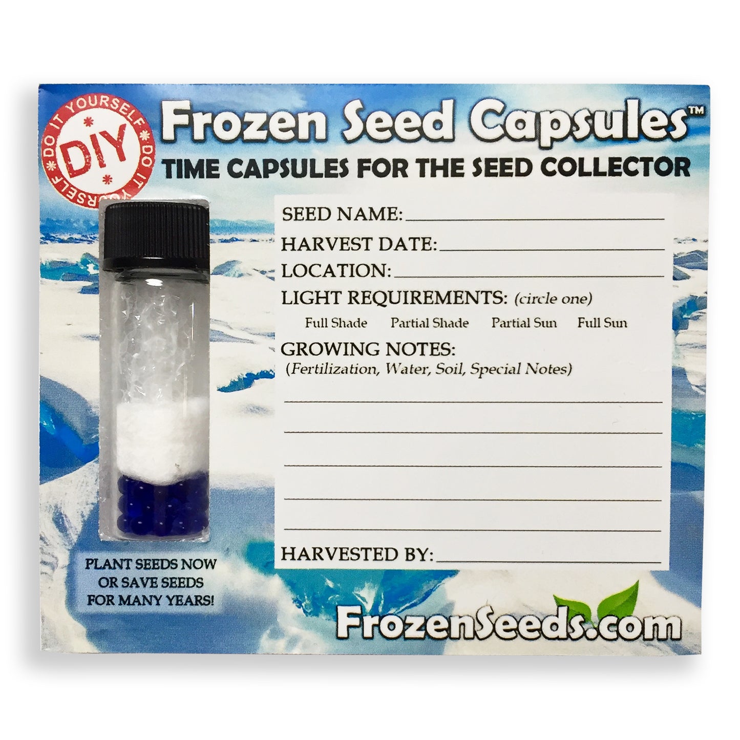 Frozen Seed Capsules™ 'Do-It-Yourself' DIY Small Seed Storage Capsules - Ideal for Small Seeds - The Very Best in Proper Long-term Seed Storage