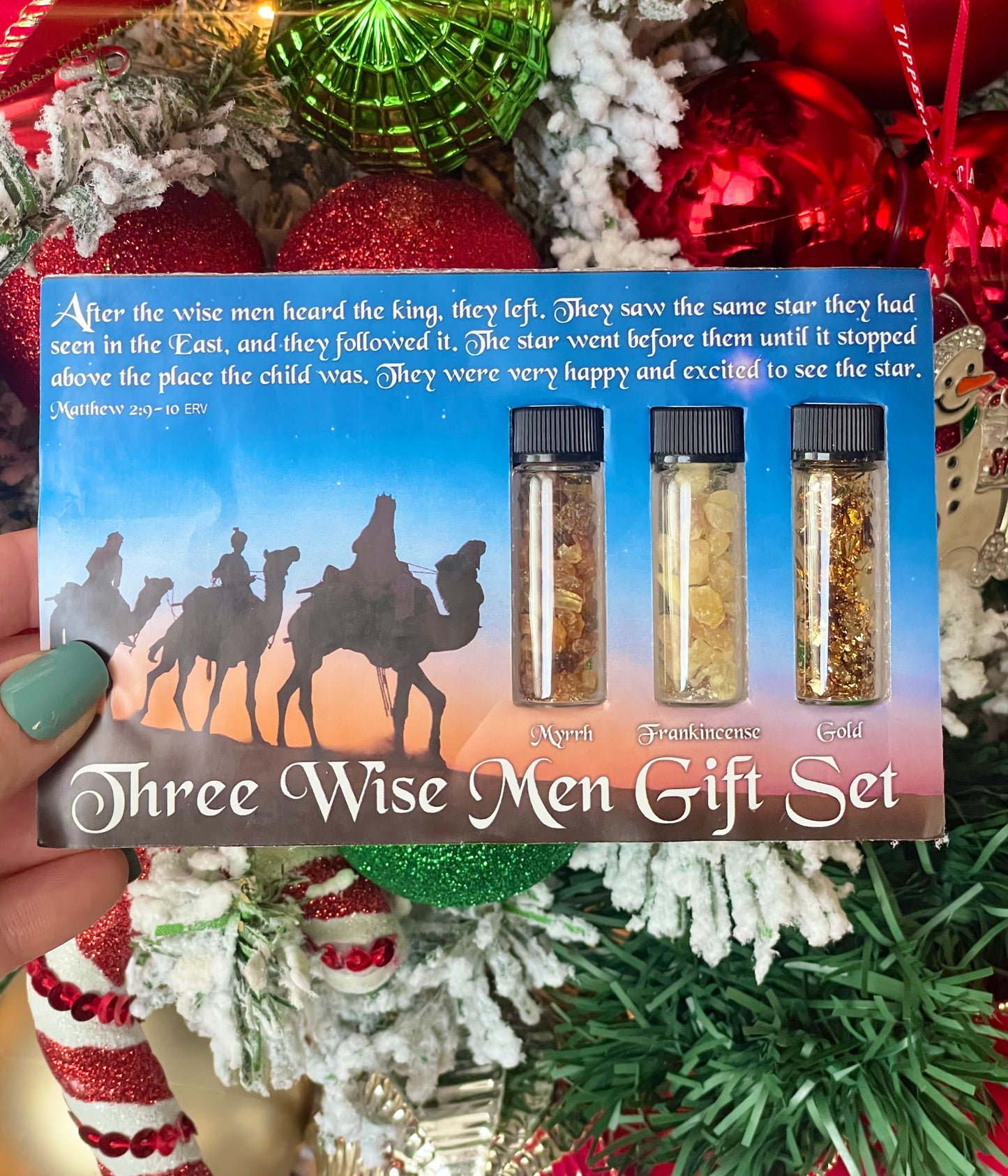 Three Wise Men Nativity Gift Set - Gold, Frankincense, Myrrh - Great Bible-Based Christian Christmas Gift!